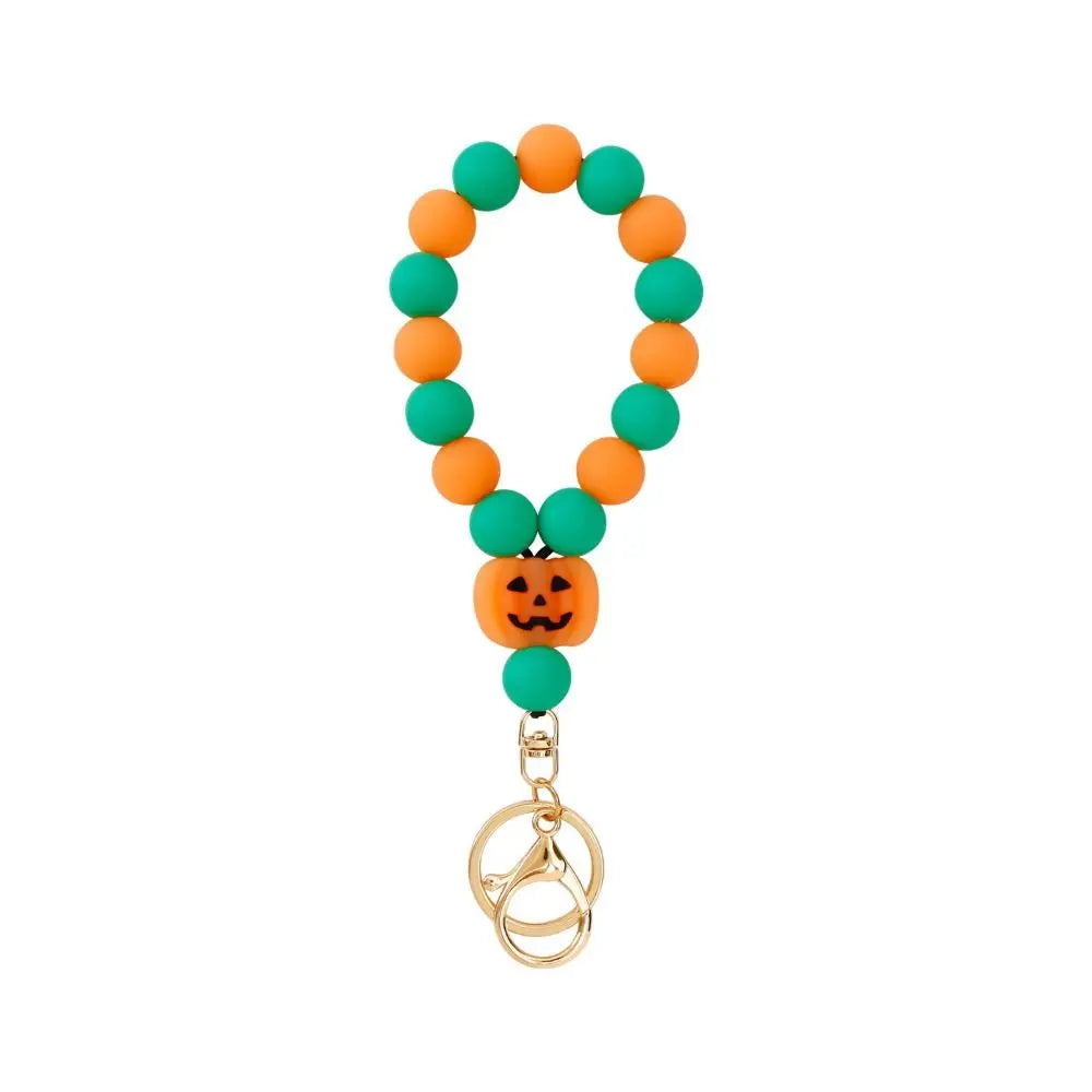 Pumpkin Luminous Ghost Keychain Silicone Fluorescent Halloween Ghost Pendant Lobster Buckle Ornaments Beads Keyring Party
