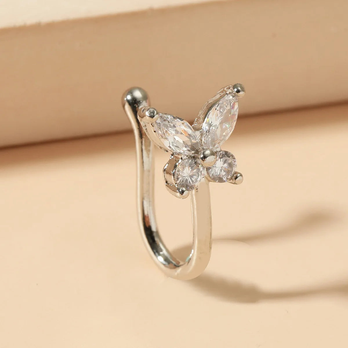 1Pcs Copper Zircon Butterfly Nose Rings Lip Ring Earrings Hoop Punk Body Piercing Jewelry For Man Women Jewelry Wholesale