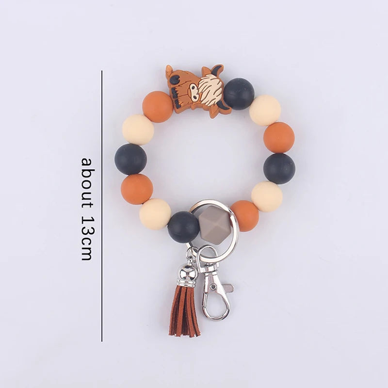 Hemasa Siliocne Bull Handmade Beads Bracelet Keyrings / Car Key /Accessories Bag Pendant