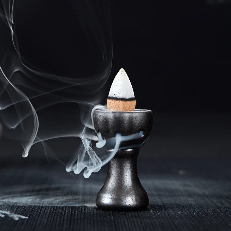 Hemasa Oversized 30 Minutes Smoke Backflow Tower Incense Cones Gift Hardcover Agarwood Wormwood Sandalwood Incense with Burner Holder