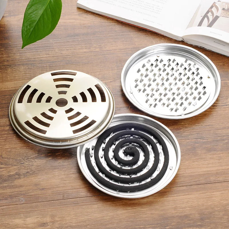 Portable Mosquito Coils Holder Large Hotel Metal Repellent Rack with Cover Saft Mosquito Coil Tray Summer Anti-mosquito Supplie