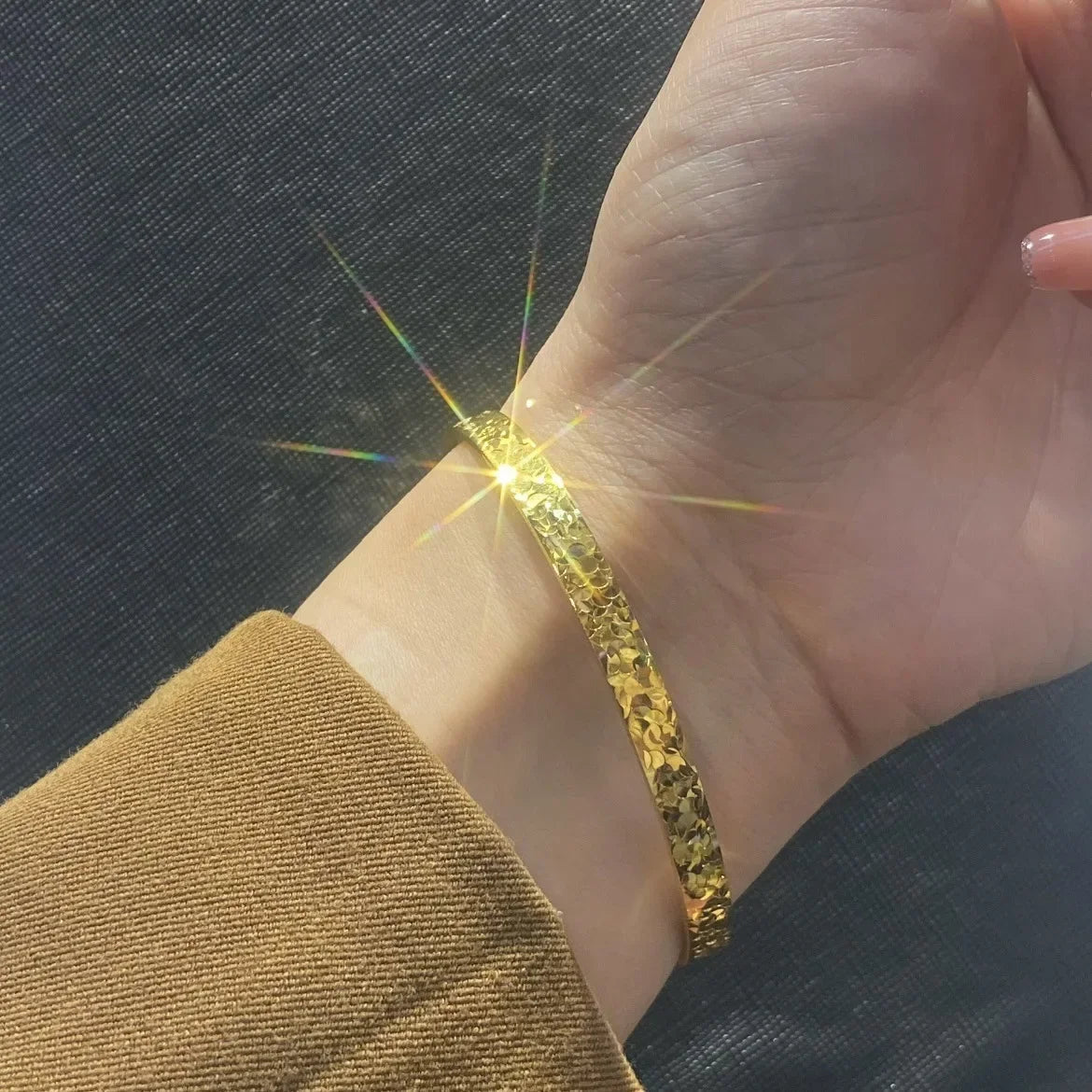 9999 Real Gold 24K Yellow Gold Dragon Scale Bracelet Honeycomb High Sense Bangle for Women Wedding Fine Jewelry