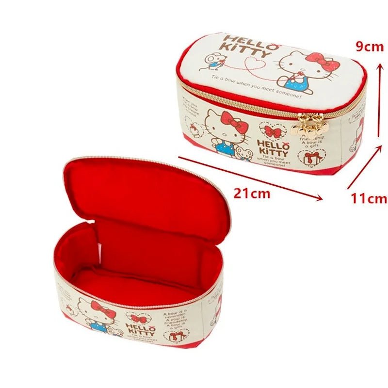 Hot Sale Hello Kitty Cartoon Cosmetic Bag Kawaii Melody Travel Canvas Storage Wash Bag Makeup Case Cosmetic Box Organizer Sanrio