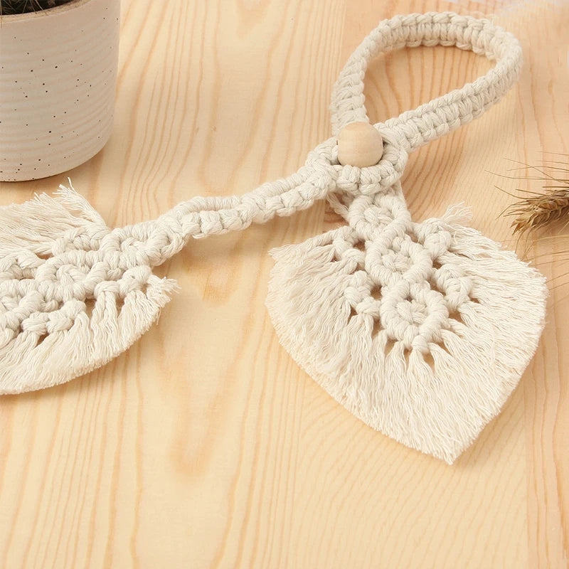 Leaf Tassel Macrame Curtain Tieback Hand-Woven Cotton Rope Drapery Holdback Drop Shipping