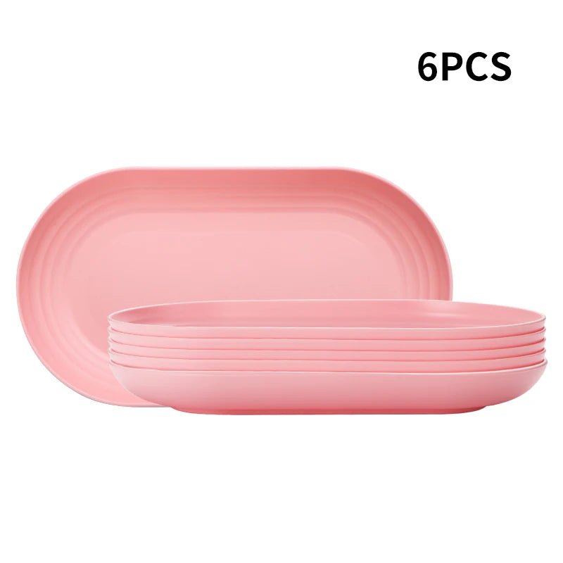 Tejesa 2/4/6pcs The plastic oval plate (reusable) is suitable for the family kitchen of the hotel restaurant to put snacks and desserts