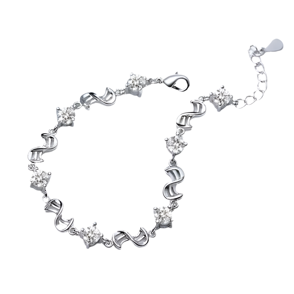 Hemasa 925 Sterling Silver Bracelet with White Purple Retro Wedding Shaped Cubic Zirconia