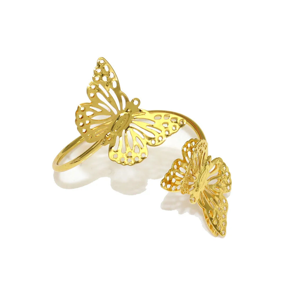 12Pcs Gold Napkin Rings Metal Butterfly Napkin Rings Holder for Dinner Party Wedding Christmas Gathering Table Decoration HB252