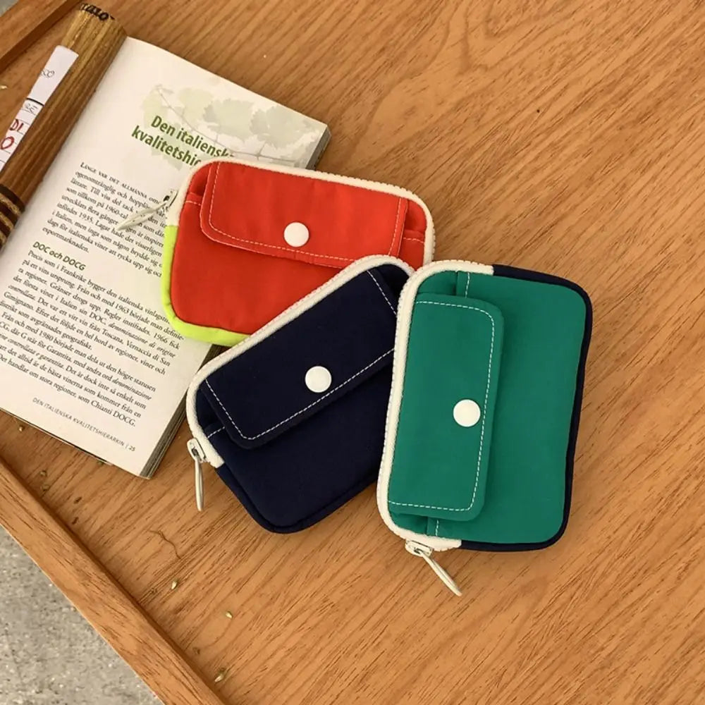 Solid Color Coin Purse New Lightweight Mini Cash Wallet Canvas Storage Bag Men
