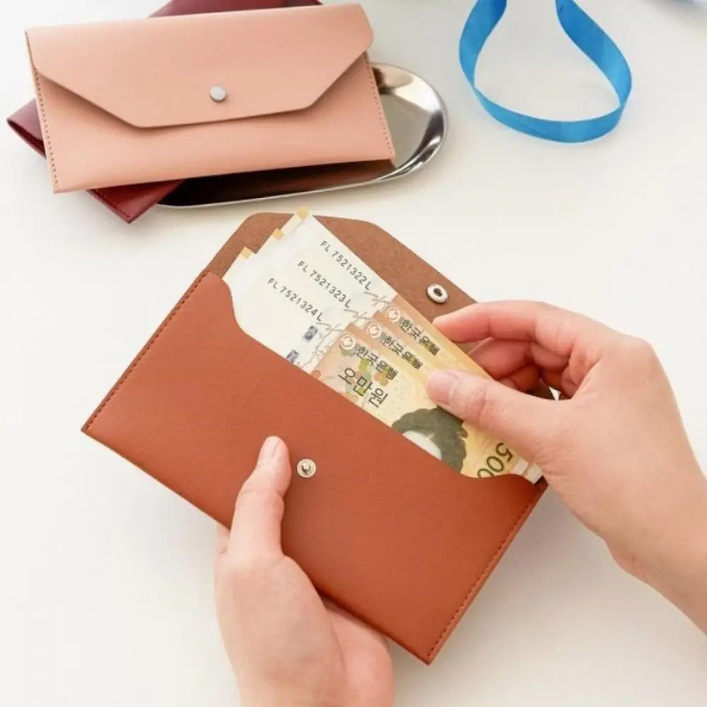 Korean Style Envelope Wallets PU Leather Portable Women Long Clutch Bag Multifunctional Coin Purse Change Bag Female