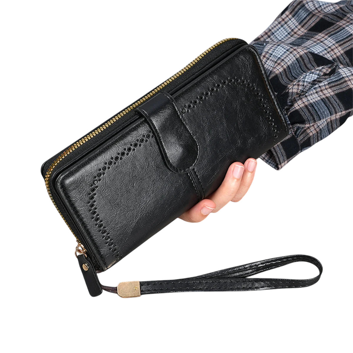 Hemasa Women's oil wax leather wallet / coin wallet Multi-function mobile phone bag multi-card bag