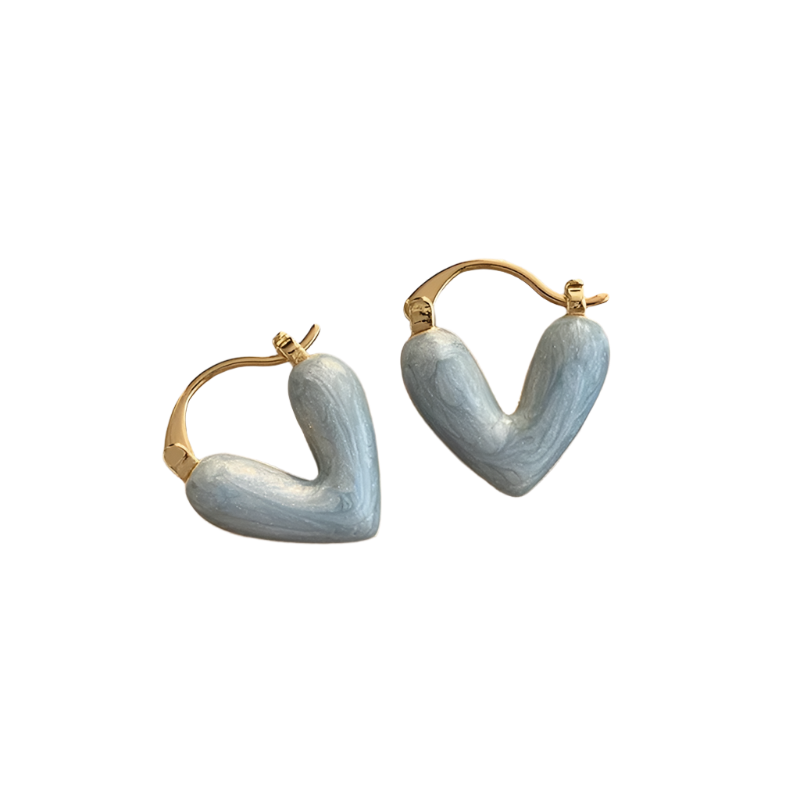 Hemasa Small Love Heart Hoop Earrings For Women Fashion Metal Jewelry Party Gift