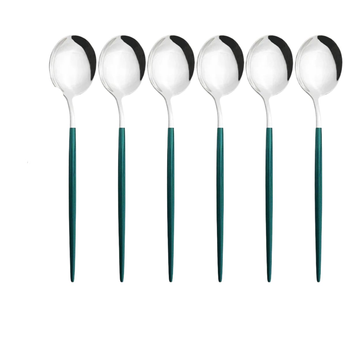 Hemasa 6Pcs Western Stainless Steel Cutlery Set Gold Ladle Spoon Dinnerware Dinner Spoon Soup Spoon Tableware Kitchen Silverware Set