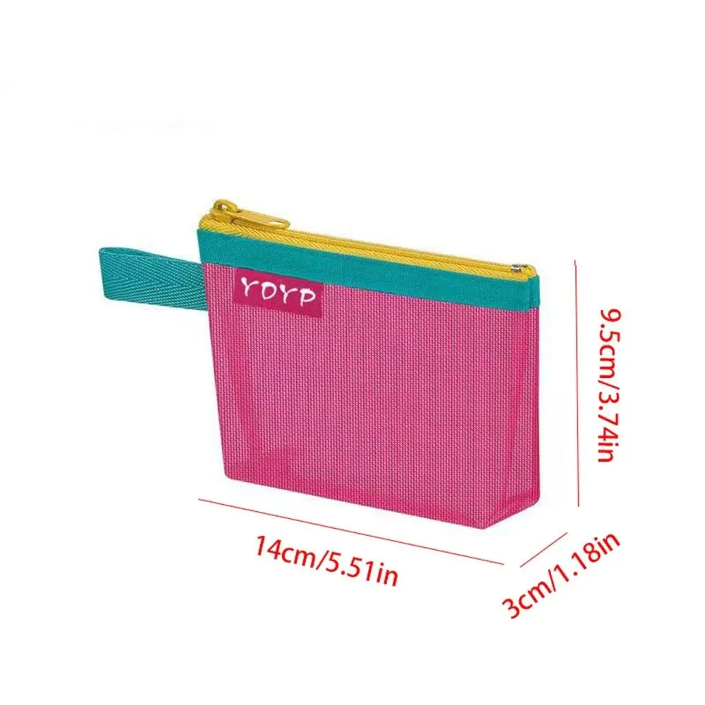 ID Credit Card Holder Mesh Storage Bag Lipstick Bags Zipper Pouch Cosmetic Bag Lipstick Bag Travel Organizer Small Coin Purse