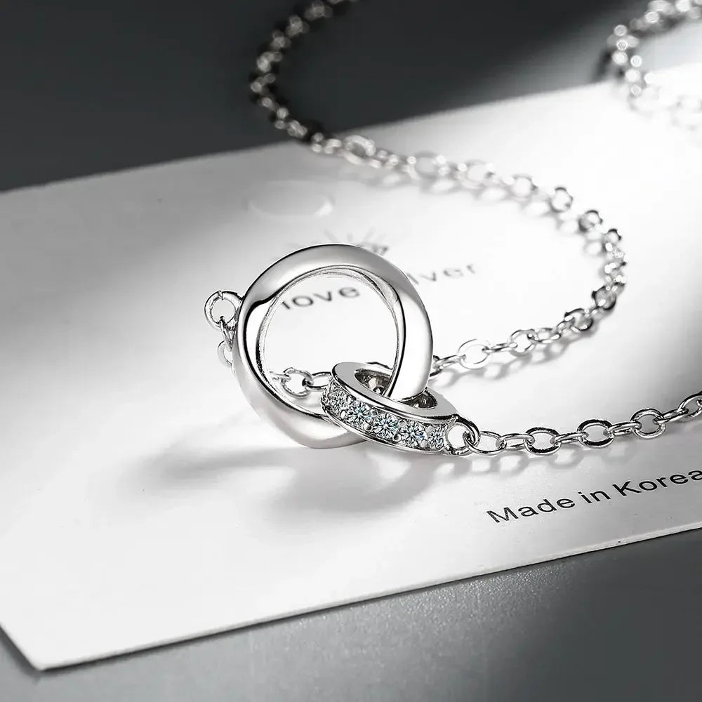 Hemasa 925 Sterling Silver Diamond Zircon Clavicle Chain Women's Necklace Holiday Jewelry Gift