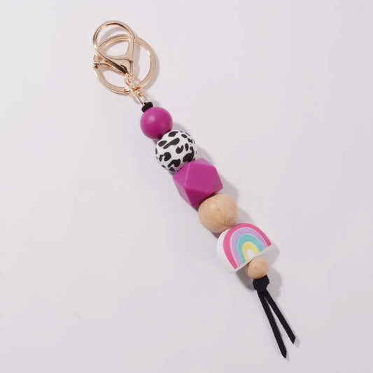 Hemasa Silicone Wooden  Bead  Keychain /Keyring For  Jewellery  Gift