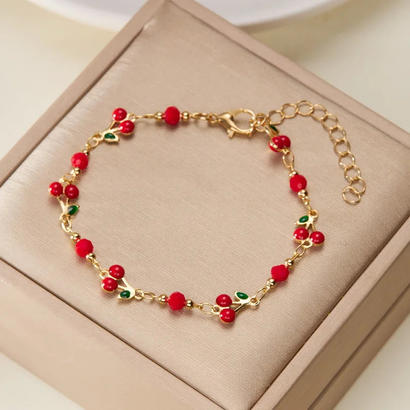 New Simple Colorful Crystal Flower Bracelet For Women Girls Korean Sweet Cute Gold Color Bracelets Best Friend Jewelry Gifts