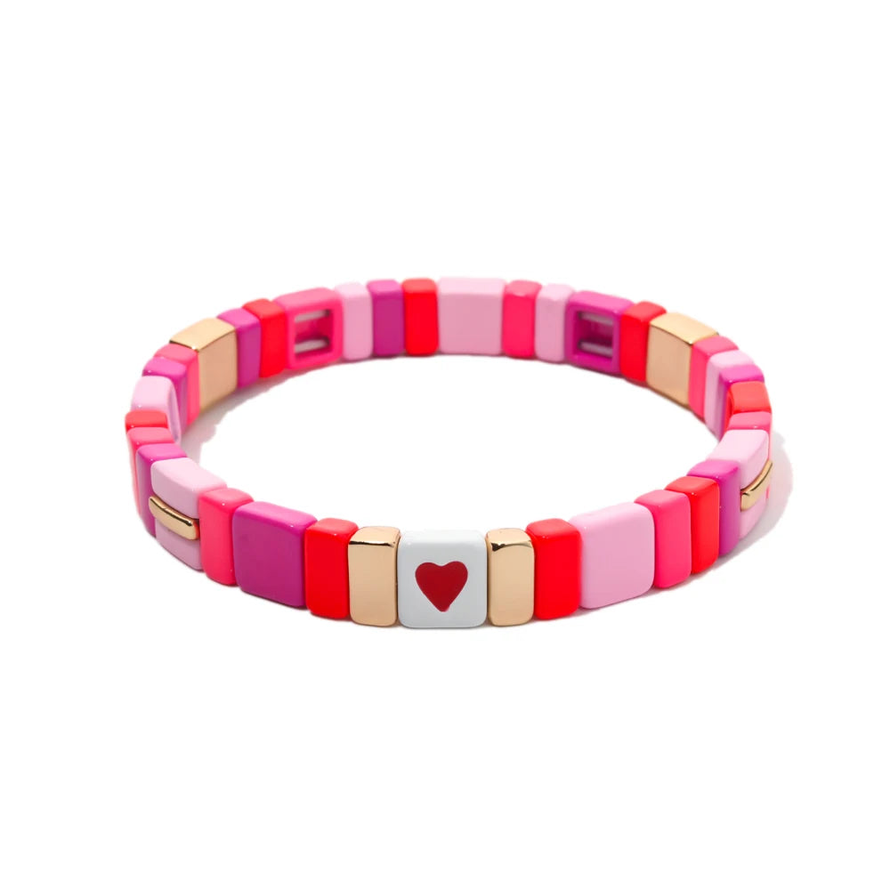 Tejesa Pink Enamel Beaded Bangle Bracelets For Women /Girls