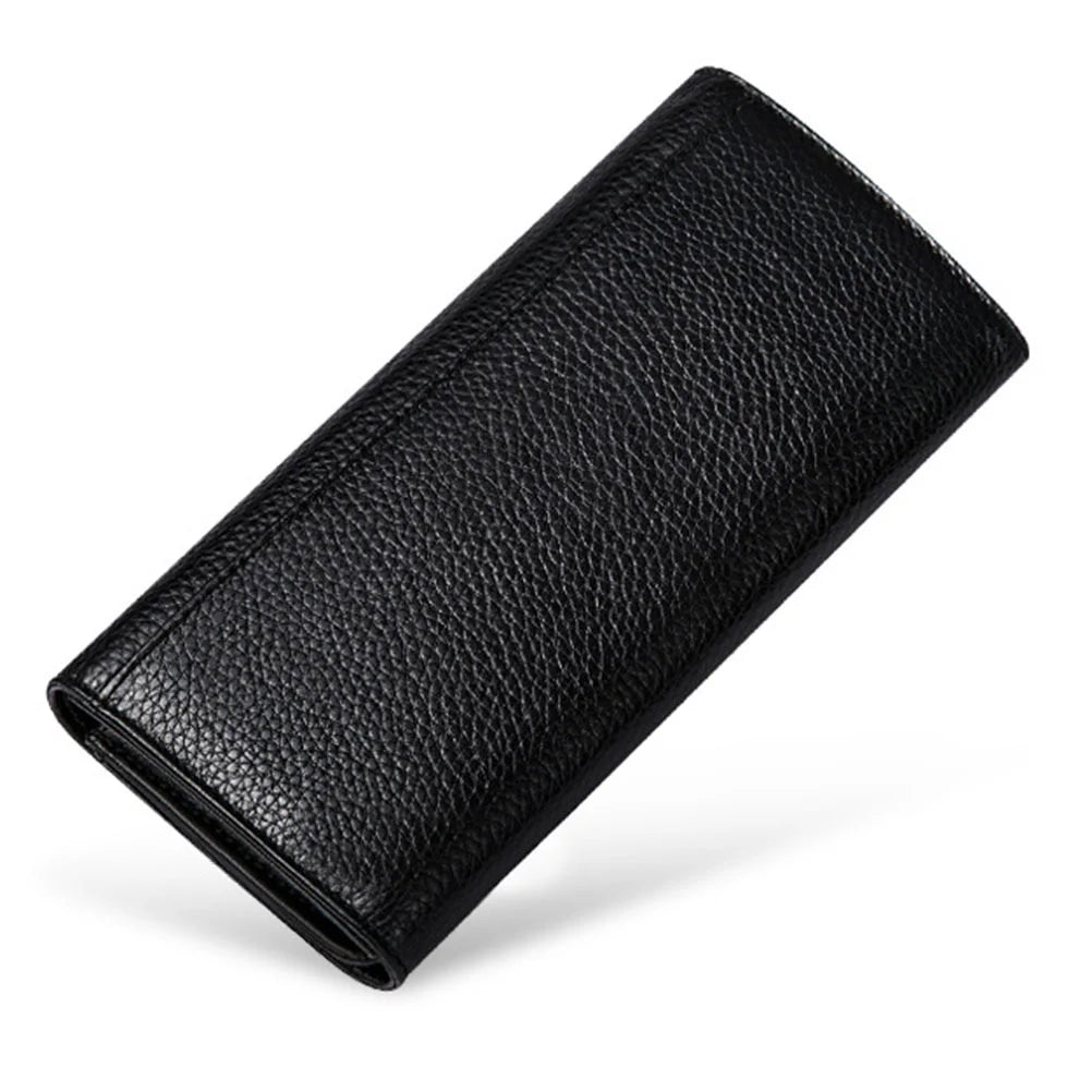 New Lychee Pattern Genuine Leather Wallet for Women Long Leather Leaf Women Wallet