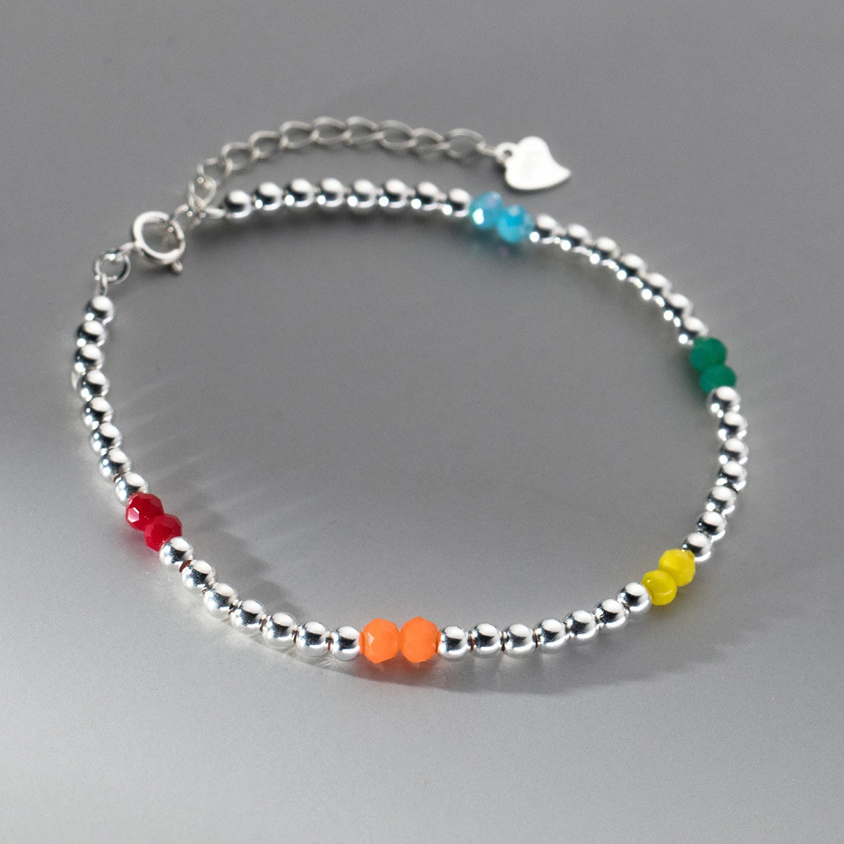MODIAN 925 Sterling Silver Colorful Crystal Beads Simple Bracelets Simple Basic Style Stackable Link Chain Jewelry For Women
