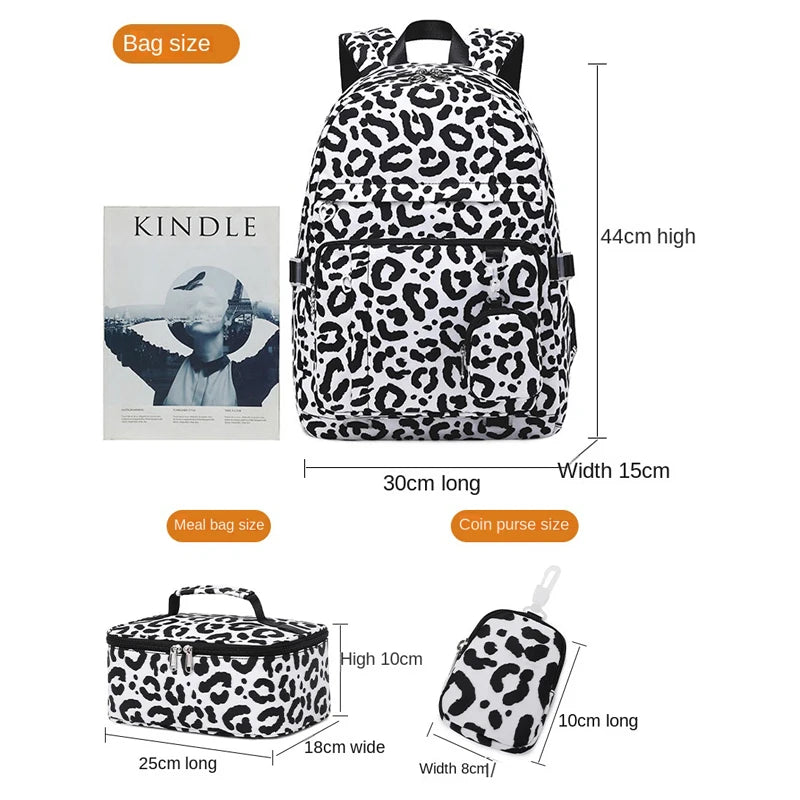 3 Pcs/Set School Bags for Teenage Girls Waterproof Kids Schoolbag Backpack Child With Pencil Case Lunch box Students Book Bag