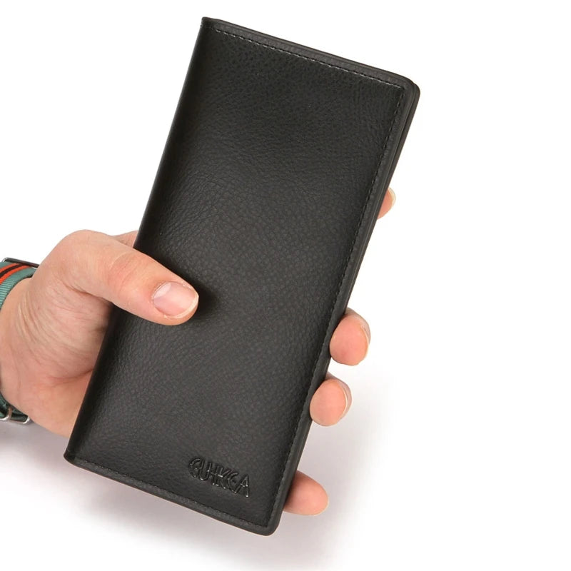 Men's Business PU Leather Long Wallet Pocket Credit Card Holder Clutch Bifold Purse