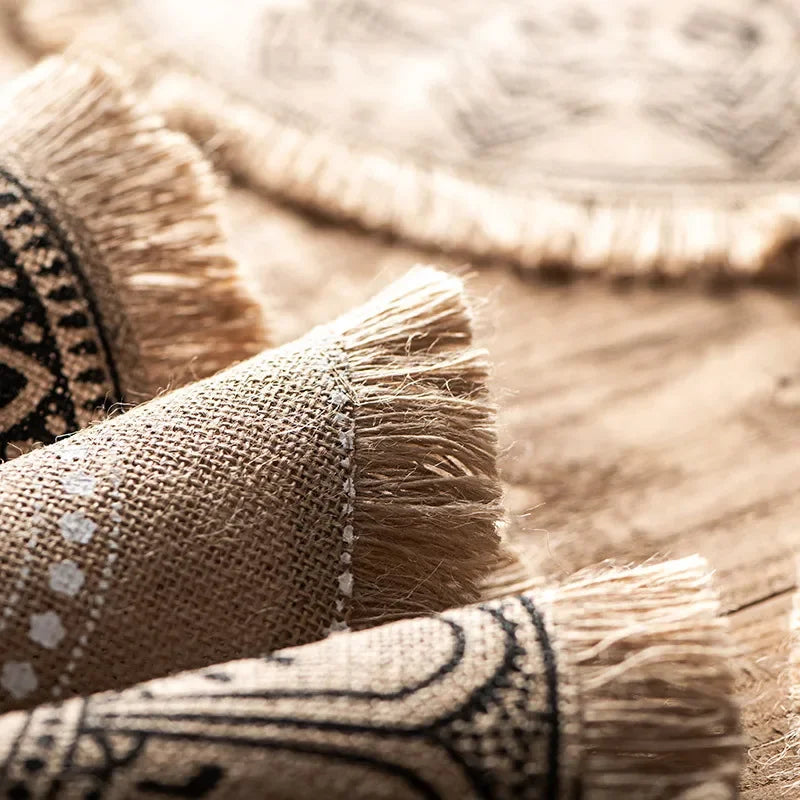 Hemsa 4pcs Bohemian Round Insulated Coaster  with Tassels