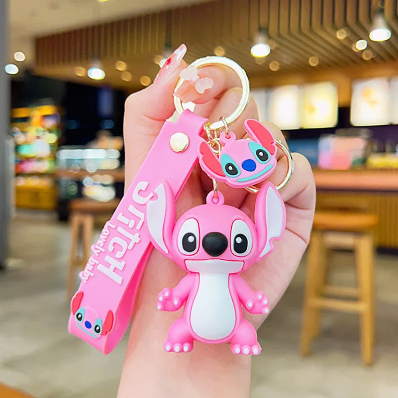 2024 New Purple Stitch Keychain Disney Stitch Figure Doll Keyring Bag Pendent Car Ornaments Key Accessories Kids Toy Xmas Gifts