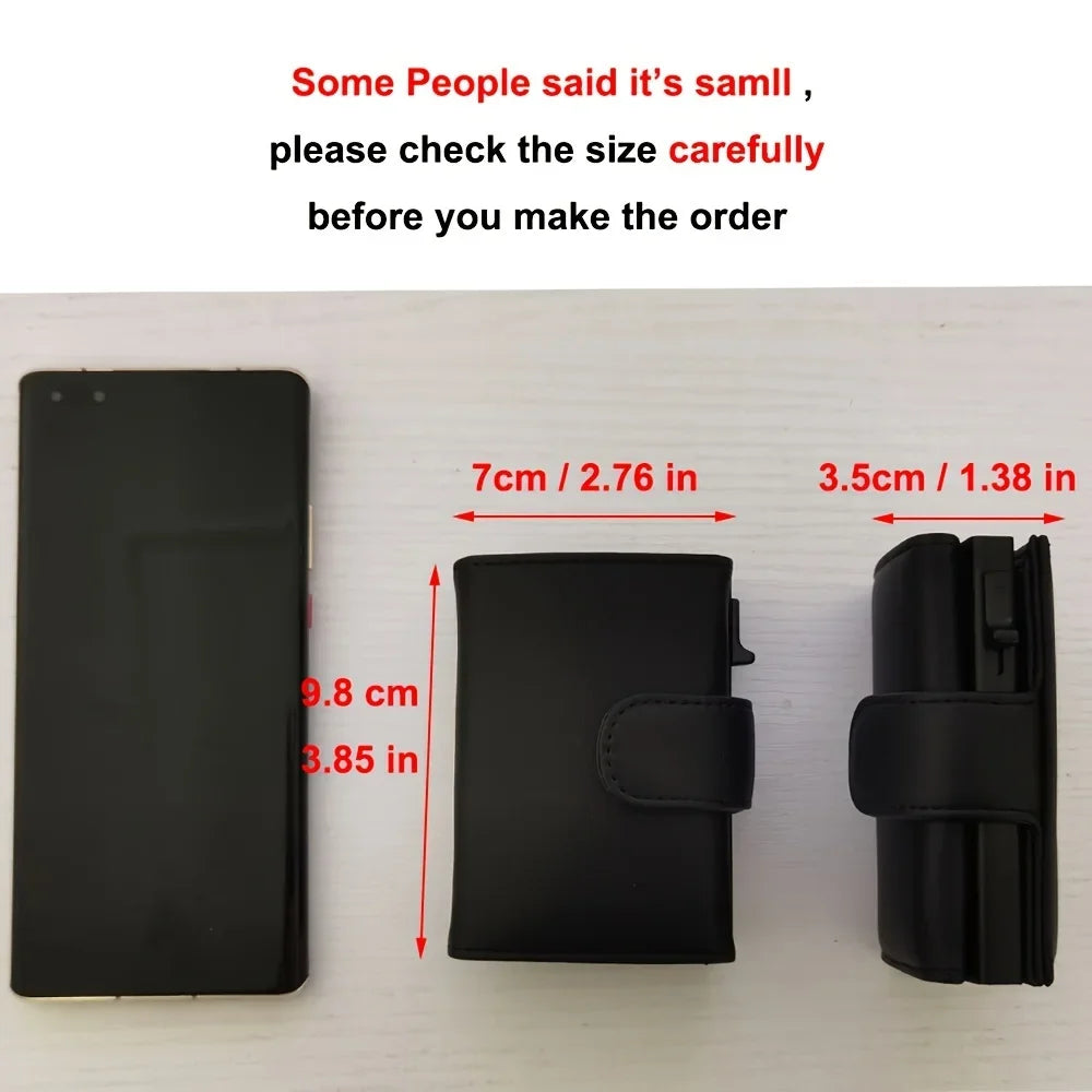 Men's RFID Blocking Leather Wallet Fashion Card Holder Tri-fold Wallet Money Bag Pop-up Card Wallet with Coin Pouch Men's Gift
