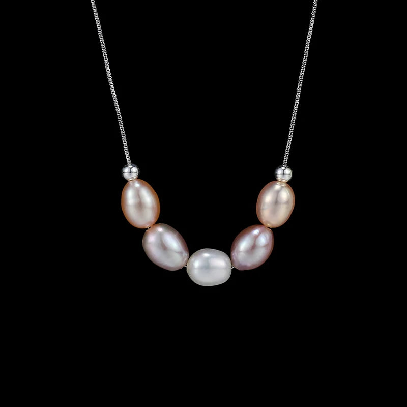 Hemasa 6-7mm Natural Pearl Candy Smile Chain 925 Sterling Silver  Cute Fashion Pendant Necklace For Women Girls Jewelry