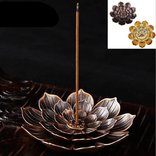 Hemasa Incense Burner Stick Holder Buddhism Lotus Line Incense Plate Sandalwood Coil Base Temples Buddhism Yoga Home Decoration