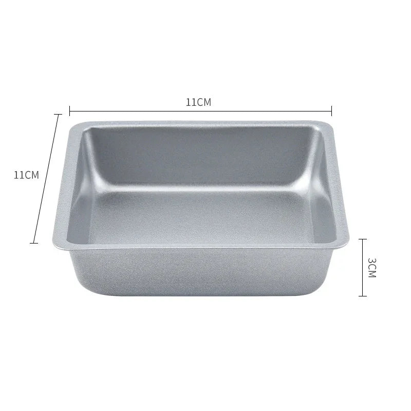 Tejesa 4/6Pcs Square Mini Cake Mold Nonstick Bread Pizza Baking Tray 4 Inch Carbon Steel Cake Pan Baking Dish Mold Bakeware For Kitchen