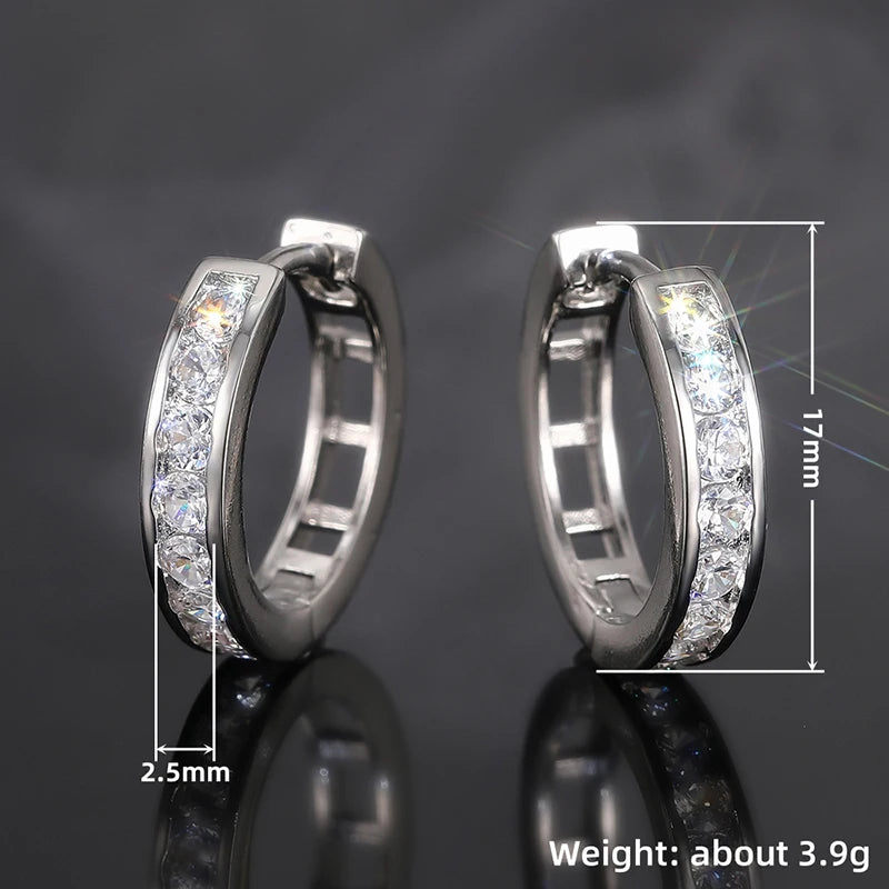 Tejesa Huitan Fashion Lady Hoop Earrings Gold Color/Silver Color Inlaid Shiny Cubic Zirconia Delicate Party Wedding Accessories Jewelry