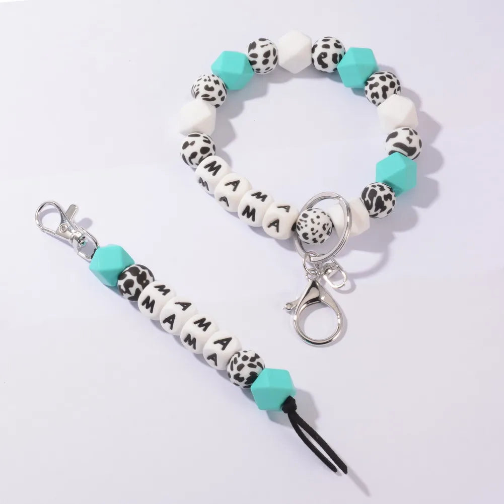 Hemasa Silicone Beads  MAMA Wristband Keychain  For Mother's Day Gift