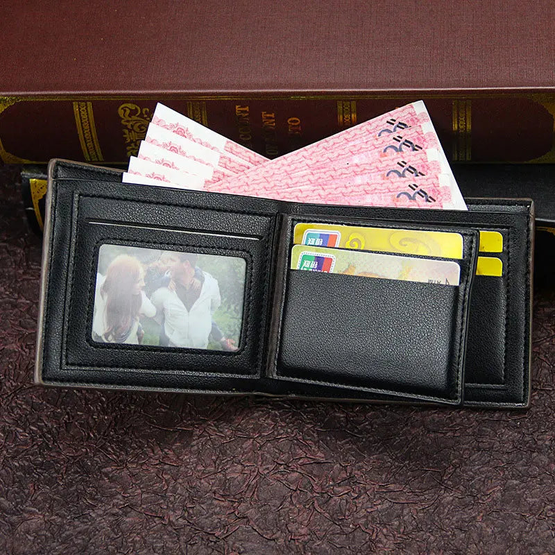 New men's wallet short fashionable casual spliced multi card slot three fold bag men's wallet business wallet