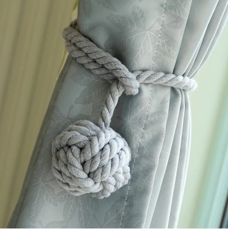 Macrame Curtain Tieback Curtain Tied Ball Hand-woven Cotton Straps Hanging Ball for Bedroom Living Room Boho Decor Accessories