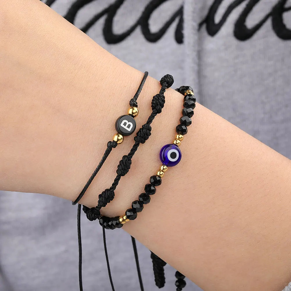 Amulet Evil Nazar Eye Bracelet Handmade Rope Stainless Steel Bead Crystal Bracelets for Women Valentines Day Gift Emo Jewelry