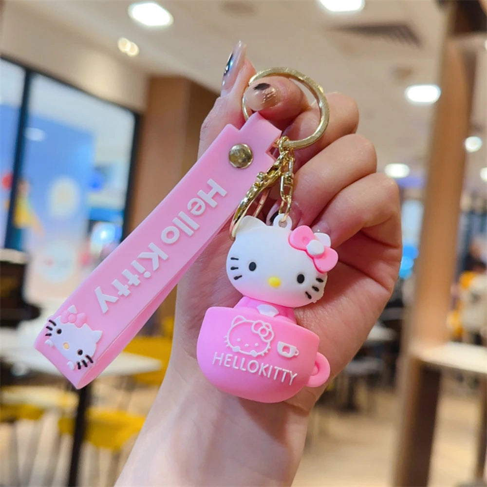 Sanrio Hello Kitty Key Chain Women Cute Cartoon Kuromi Keychain Girl Schoolbag Shoulder Bag Car Keyring Kid Children Kawaii Gift