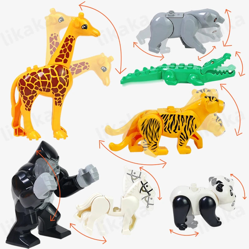 MOC Zoo Animals Building Blocks Set for Kids Montessori Toys Gift Compatible Classic Wild Animals Blocks City Friends Bricks