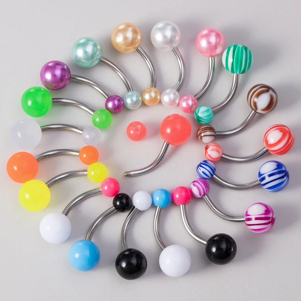 5PCS Acrylic Sexy Belly Rings Surgical Steel Belly Piercing Bar 14G Navel Piercing Belly Button Ring Pierc Jewelry Free Shipping