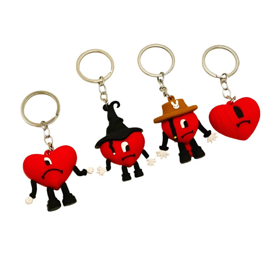 Hemasa Silicone Soft Rubber 3D Rabbit Bad Bunny Keychain Heart Pendant / Halloween Pumpkin Key Pendant Gifts