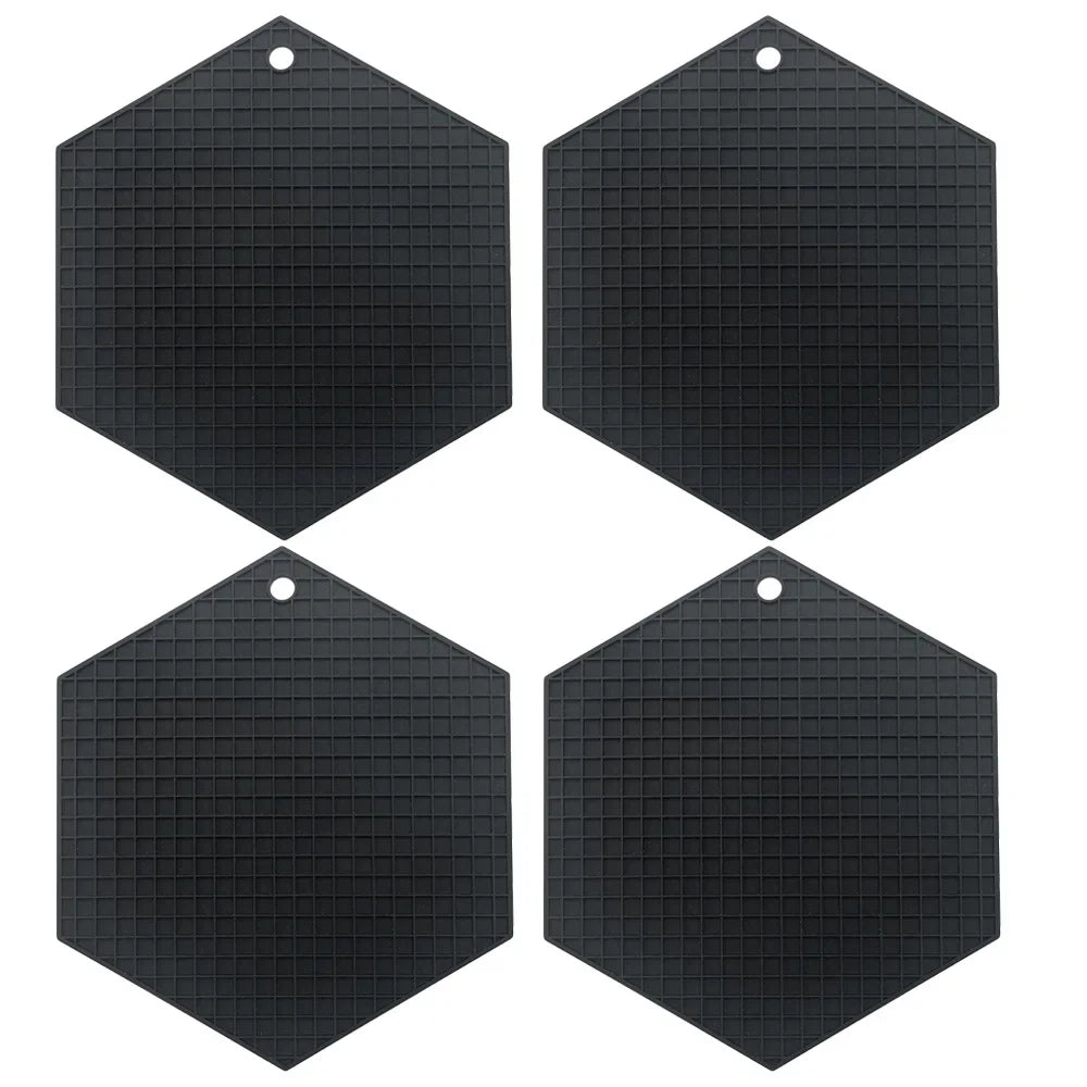 Hemasa 4Pcs Heat Resistant Silicone Mat Drink Cup Coasters / Insulation Non Slip Pot Holders