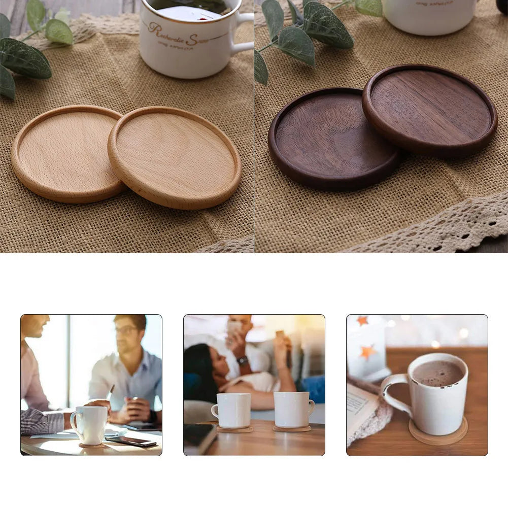 Hemasa Wooden Coaster Cups Placemat /Black Walnut Wood Coaster/ Round Heat Resistant Drink Coasters(Set of 4)