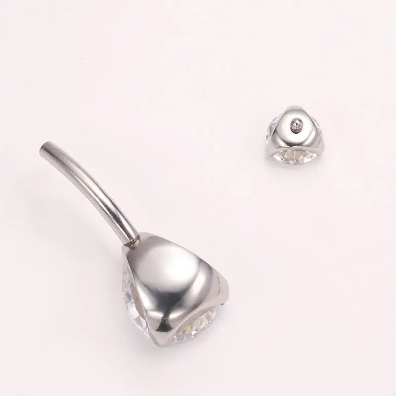 ASTM F136 Titanium Teardrop Belly Button Ring Belly 14G Colorful Zircon Center Navel Rings Belly Piercing G23 Body Jewelry