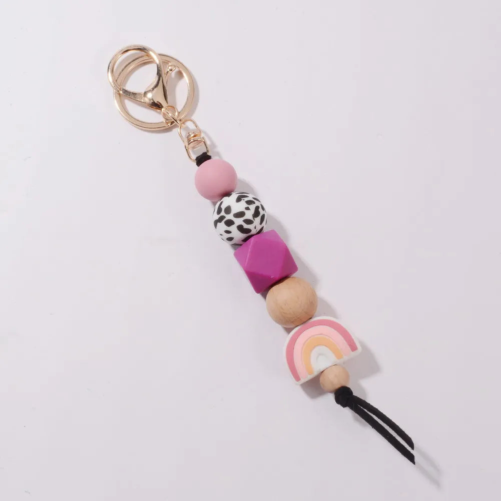 Hemasa Silicone Wooden  Bead  Keychain /Keyring For  Jewellery  Gift