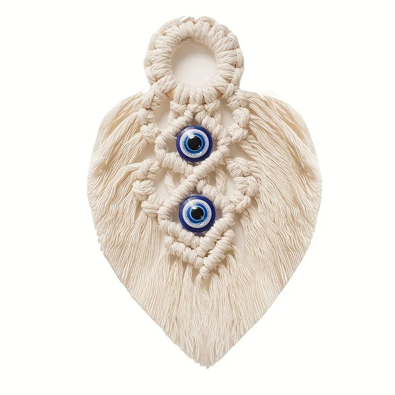1pc Evil Eye Tapestry With Tassel, Cotton Rope Woven Wall Hanging Tapestry Handmade Boho Decor, For Bedroom Office Living Room H