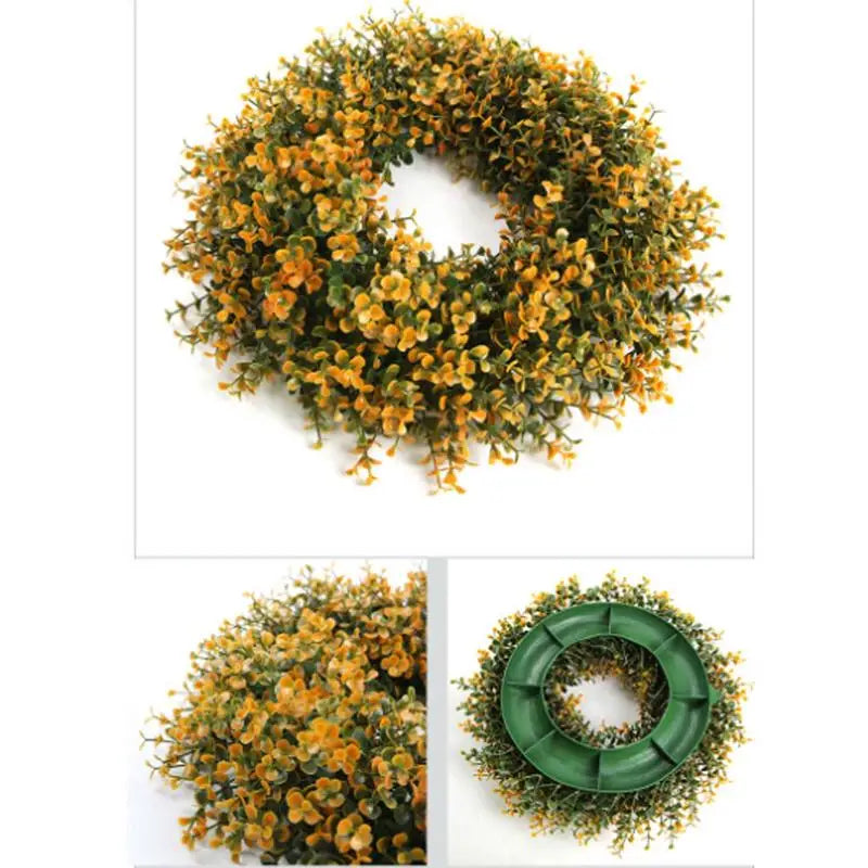 Artificial Lavender Wreath Money Leaf Garland Front Door Purple Grass Ring Door Decoration Fake Flower Flocking Home wall decor