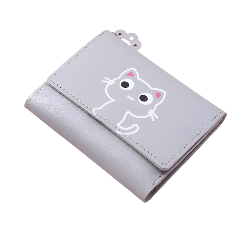 Hemasa Women's Cute Cat Wallet Female Small Short PU Leather Purse Ladies Card Holder Money Bag Hasp Creative Fashion Wallet Girls Gift