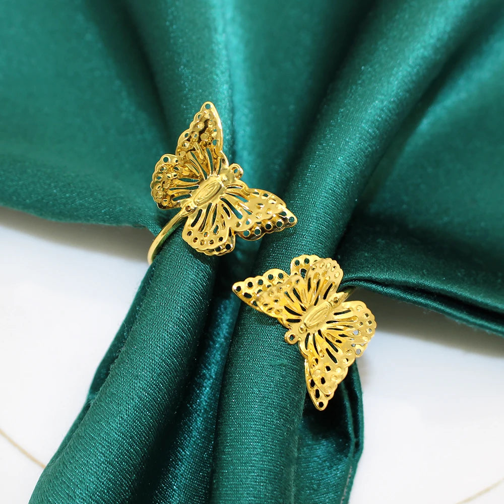 12Pcs Gold Napkin Rings Metal Butterfly Napkin Rings Holder for Dinner Party Wedding Christmas Gathering Table Decoration HB252