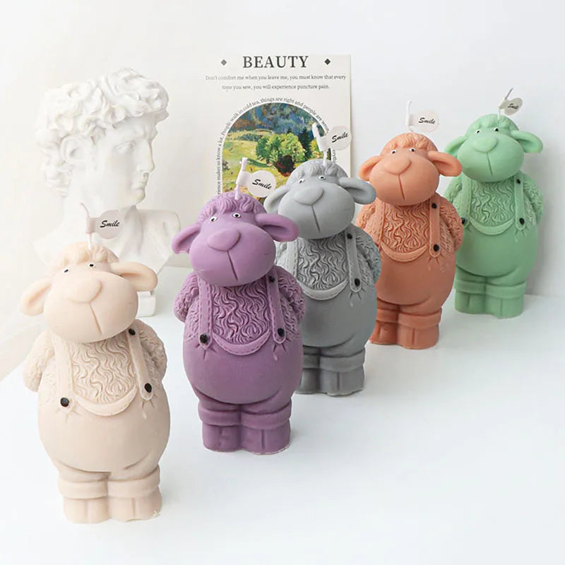 3D Overalls Sheep and Unicorn Candle for Home Decor