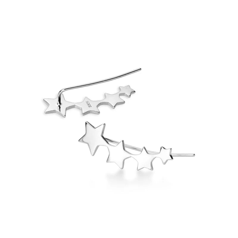 Modian Authentic 925 Sterling Silver Glossy Stackable Stars Row stud Earring for Women Fashion Simple Gold Color Ear Pin Jewelry